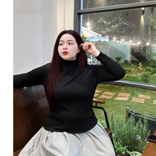 Áo Thun Nữ Bigsize Dài Tay Cổ Lọ – Giữ Nhiệt, Vải Tăm Nỉ Co Giãn, Size 40–95kg Nhiều Màu G216