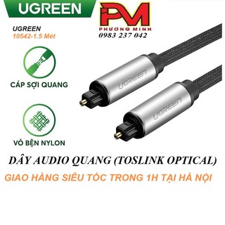 Cáp Audio Quang (Toslink, Optical) Dài 1,5M Ugreen 10542 vỏ nhôm - Hàng cao cấp Chính Hãng bảo hành 18 tháng