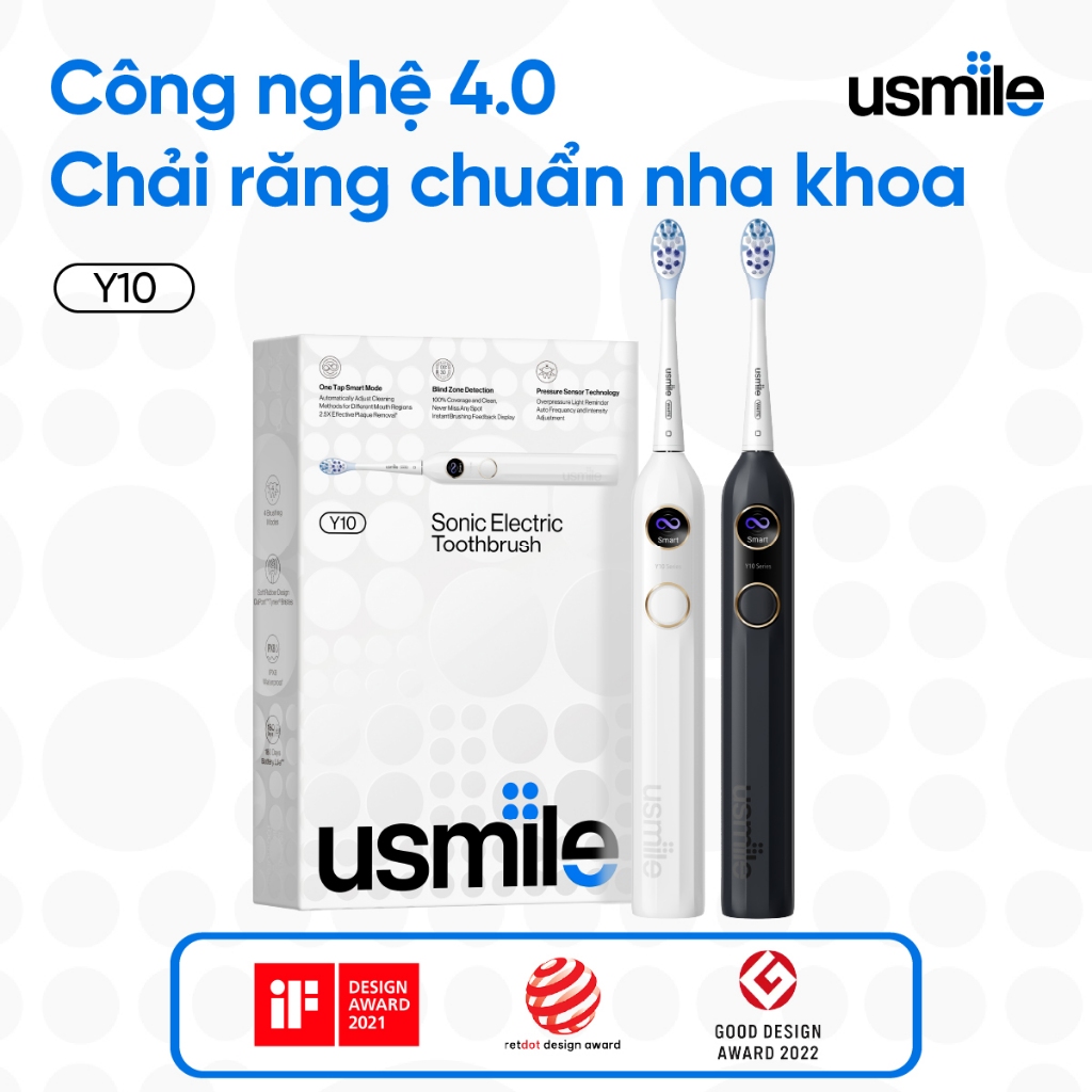 Bàn chải điện sóng siêu âm usmile Y10 - Bảo hành 12 tháng