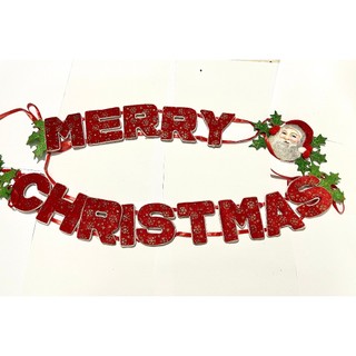 Dây treo chữ merry christmas vải nhung đỏ trang trí giáng sinh...