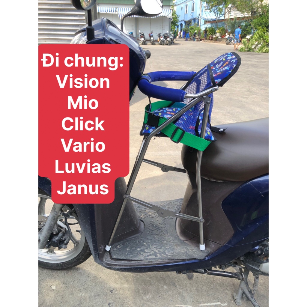 (Freeship) Ghế ngồi xe Vision cho bé ,ghế ga xếp Inox Cao Cấp , ghế đi xe máy vision , ghế xe máy tay ga cao cấp