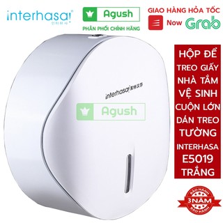 Hộp đựng giấy vệ sinh cuộn lớn công nghiệp tròn to INTERHASA 5019 dán treo gắn tường không khoan nhựa chống nước nhà tắm