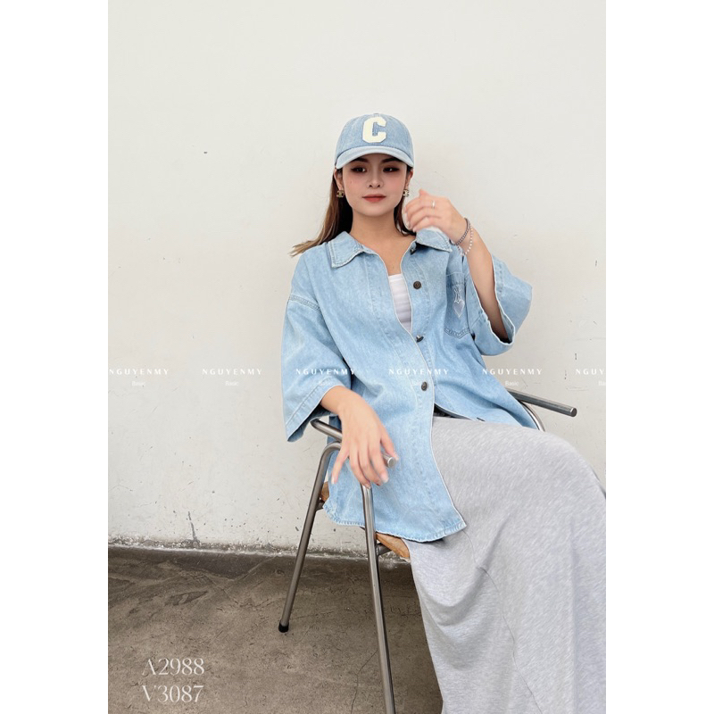 Áo sơmi denim MLB