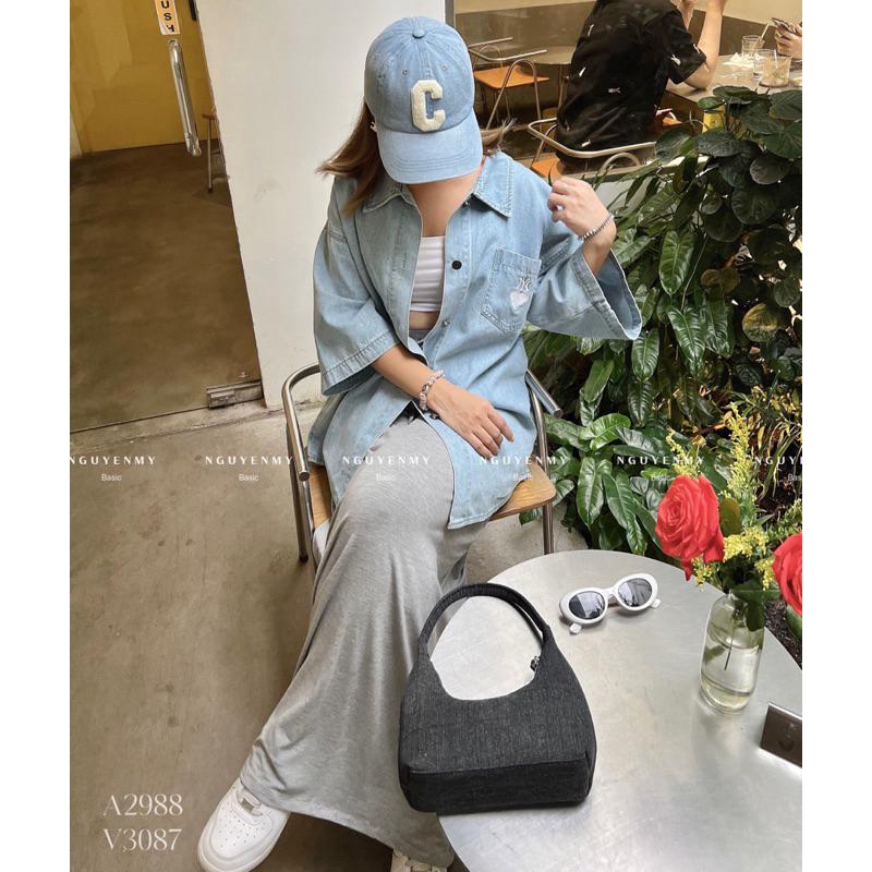 Áo sơmi denim MLB