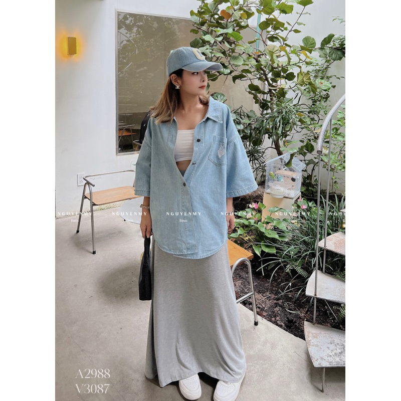 Áo sơmi denim MLB