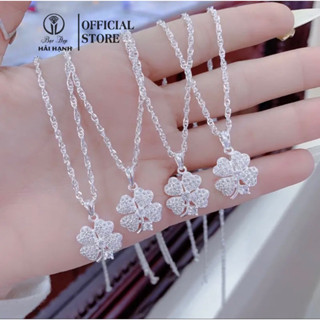 dây xoắn kép mặt cỏ 4 lá full đá bạc ta bản to HHJ