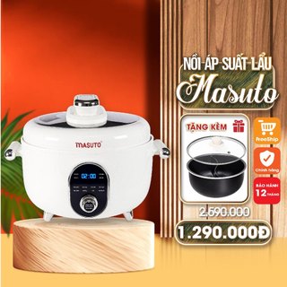 Nồi áp suất điện đa năng Masuto 2 lòng nồi dung tích 4L công suất 1300W bảo hành 12 tháng