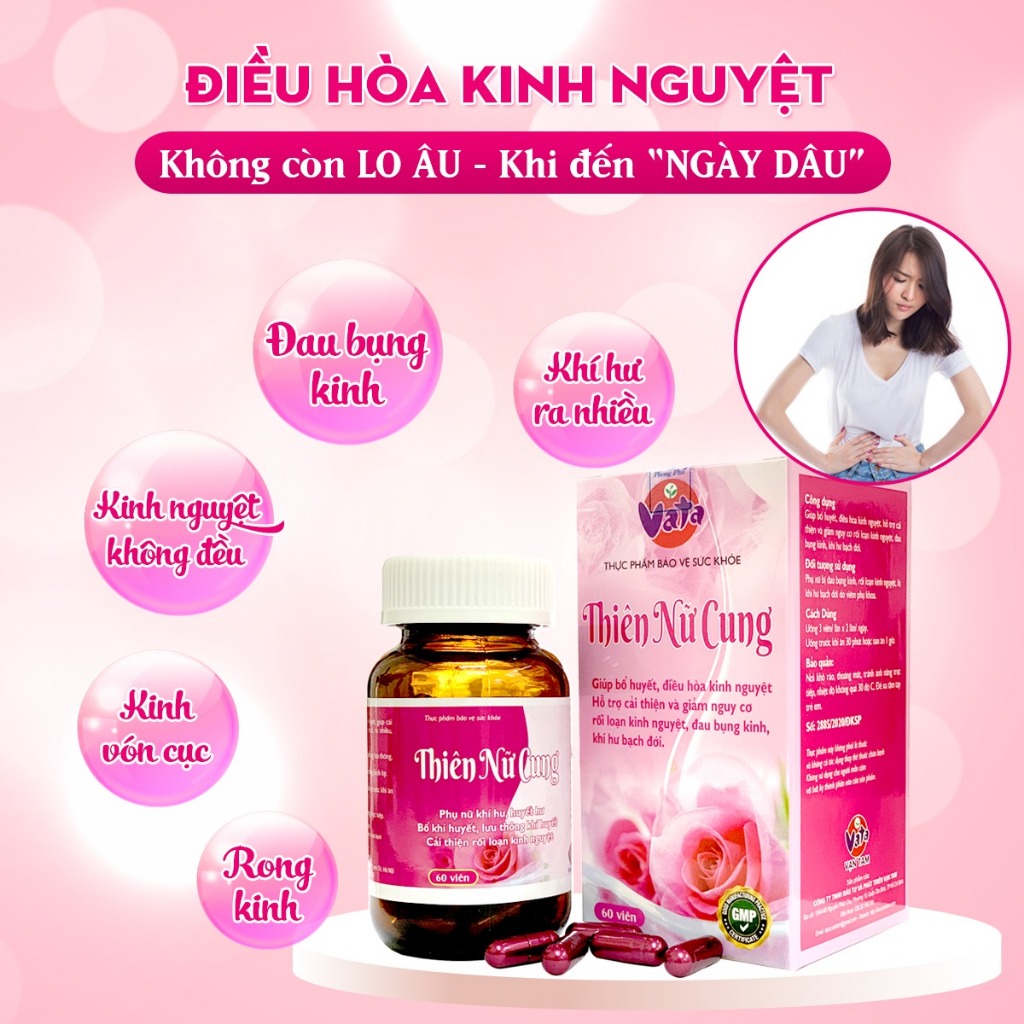 Thiên nữ cung giúp điều hòa kinh nguyệt, giúp bổ khí huyết, vĩnh biệt tắc kinh, chậm kinh nguyệt, rong kinh kéo dài
