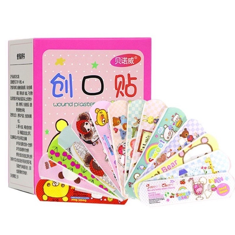 Hộp 100 miếng  Băng cá nhân hàng đẹp hoạ tiết xinh xinh