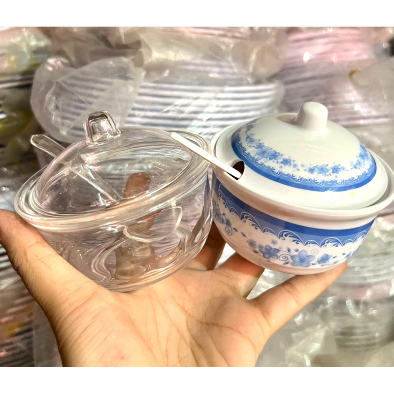 Hũ nhựa đựng gia vị (chanh,ớt,..)có nắp, có muỗng nhựa meca