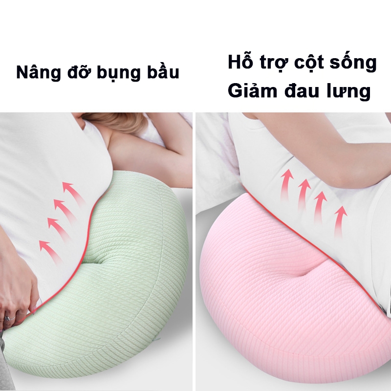 Gối bầu cánh tiên cao cấp cho mẹ bầu, gối kê bụng bà bầu giảm đau lưng MỊN KIDS
