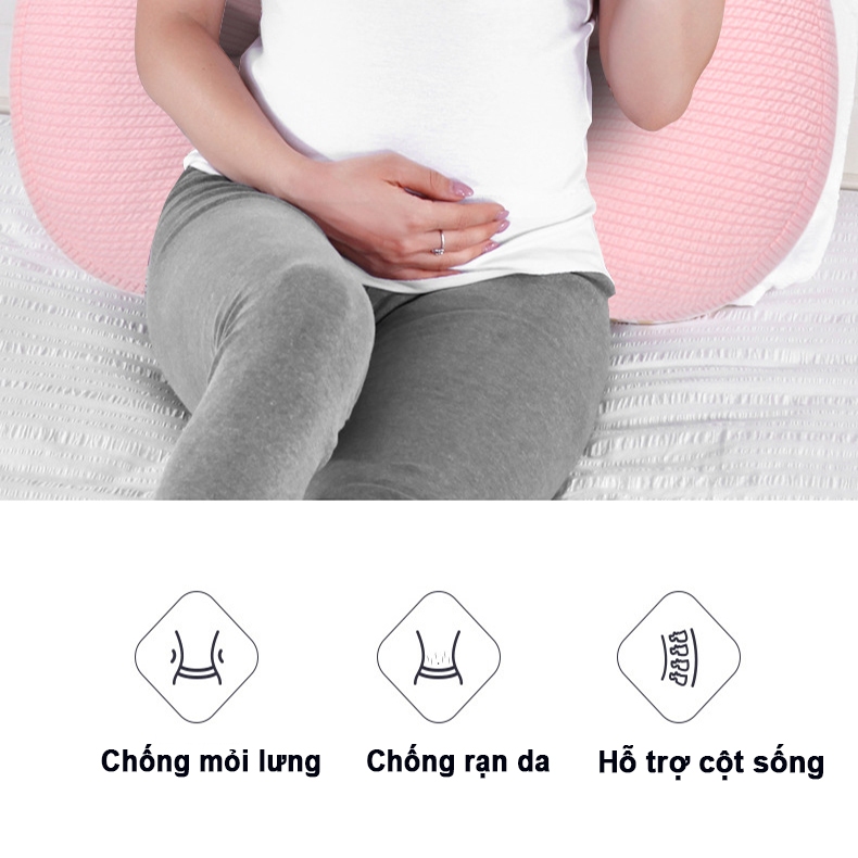 Gối bầu cánh tiên cao cấp cho mẹ bầu, gối kê bụng bà bầu giảm đau lưng MỊN KIDS