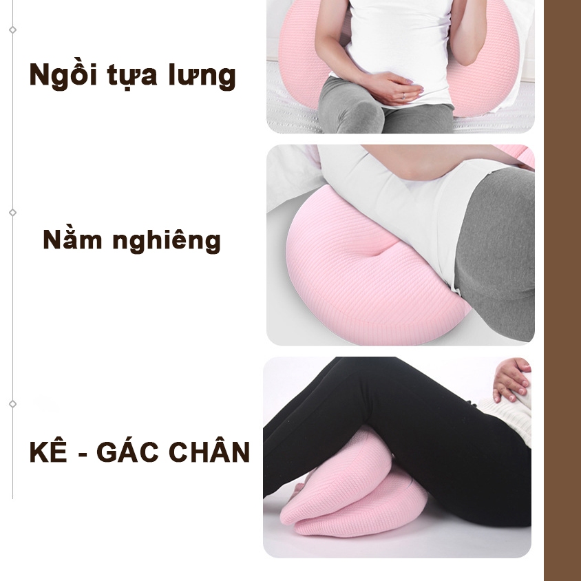 Gối bầu cánh tiên cao cấp cho mẹ bầu, gối kê bụng bà bầu giảm đau lưng MỊN KIDS