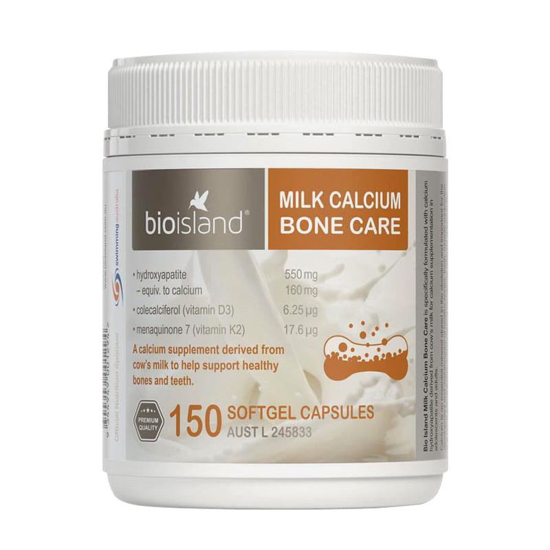 [Mã SMKB151 giảm 10% đơn 500.000Đ] Canxi BioIsland Milk Calcium Bone Care 150 viên hàng nội địa Úc