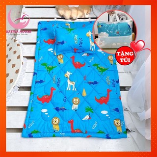Bộ nệm cho bé mầm non, vải cotton thắng lợi mềm mát, họa tiết hoạt hình gẫn gũi thân thiện