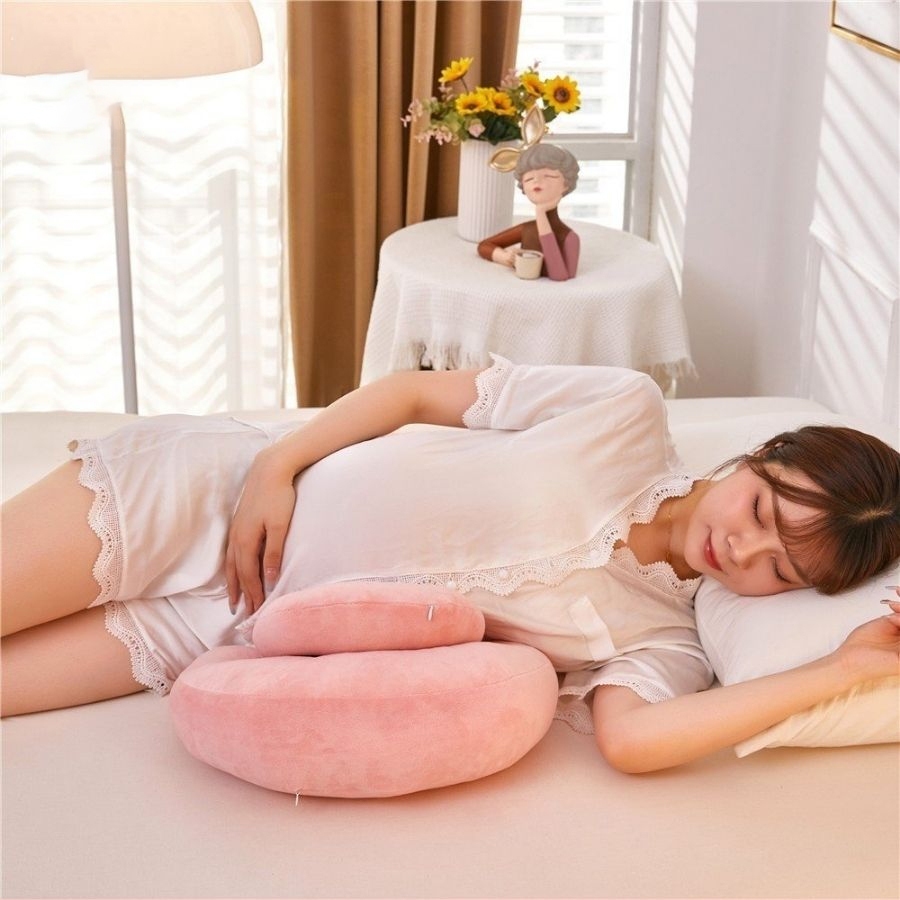 Gối bầu cánh tiên cao cấp cho mẹ bầu, gối kê bụng bà bầu giảm đau lưng MỊN KIDS
