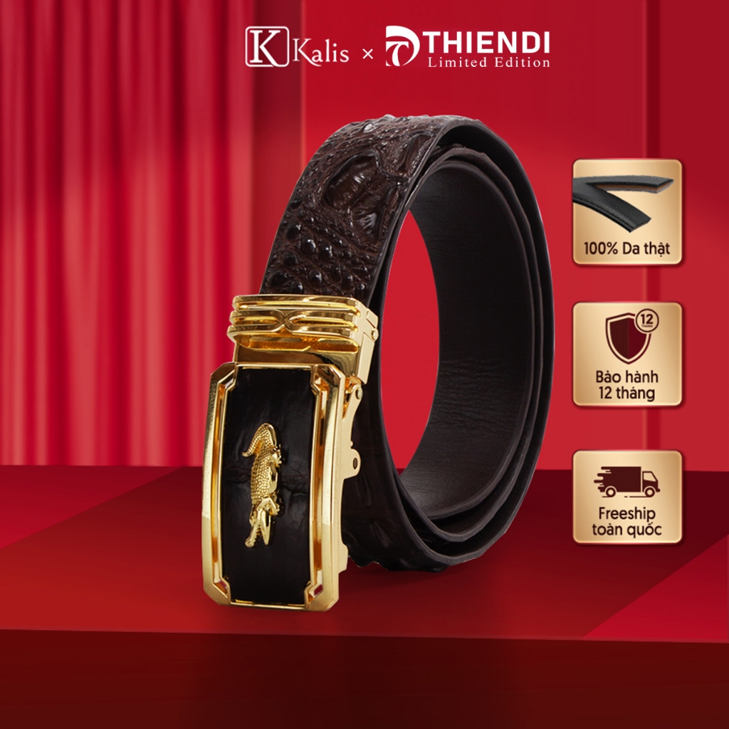Thắt lưng nam da cá sấu thật cao cấp hàng hiệu KALIS x Thiendi BARL2 FullBox dây nịt nịch thắt lưng quần nam cá sấu xịn