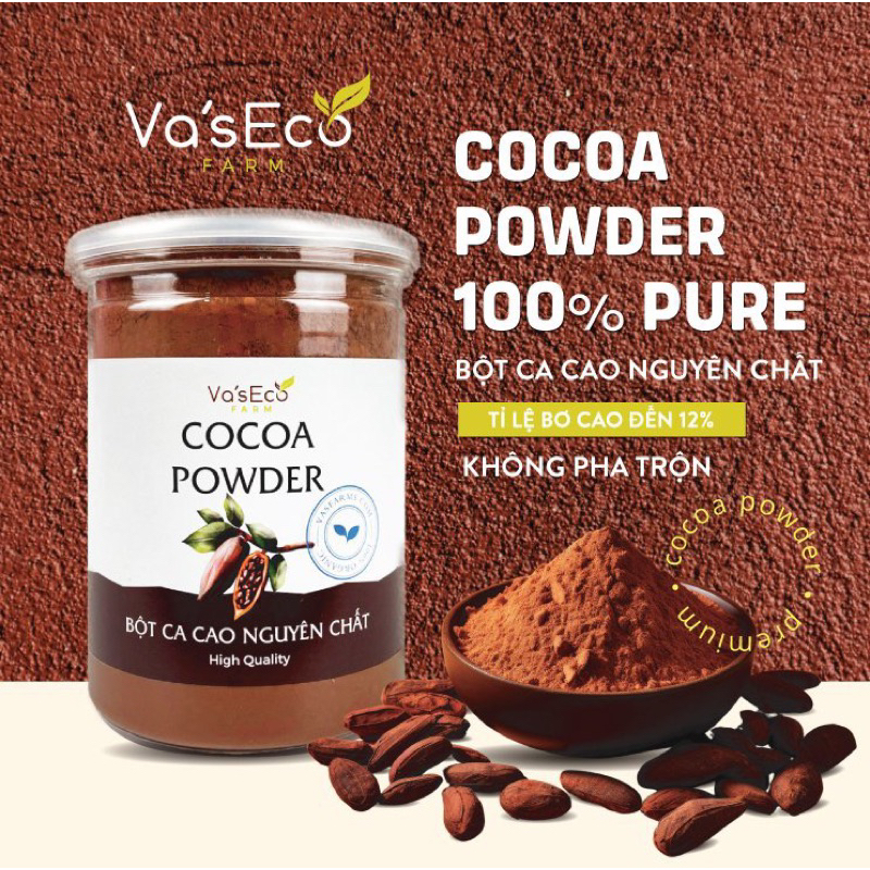 Bột Cacao Nguyên Chất 100% đậm vị VasEco Farm