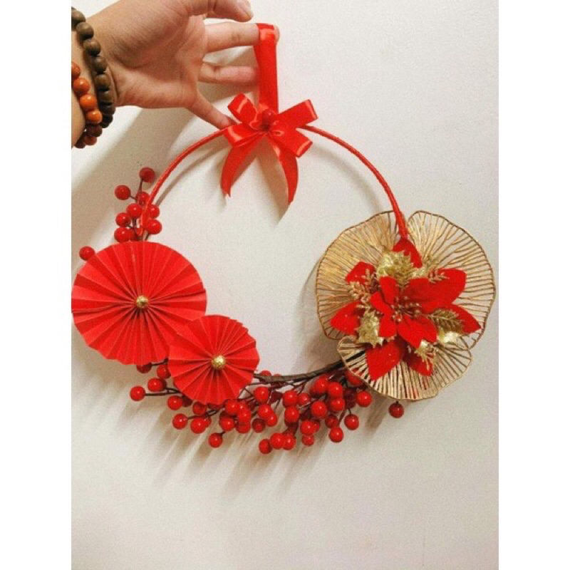 Vòng đào đông, vòng nguyệt quế vòng treo trang trí tết cổ truyền