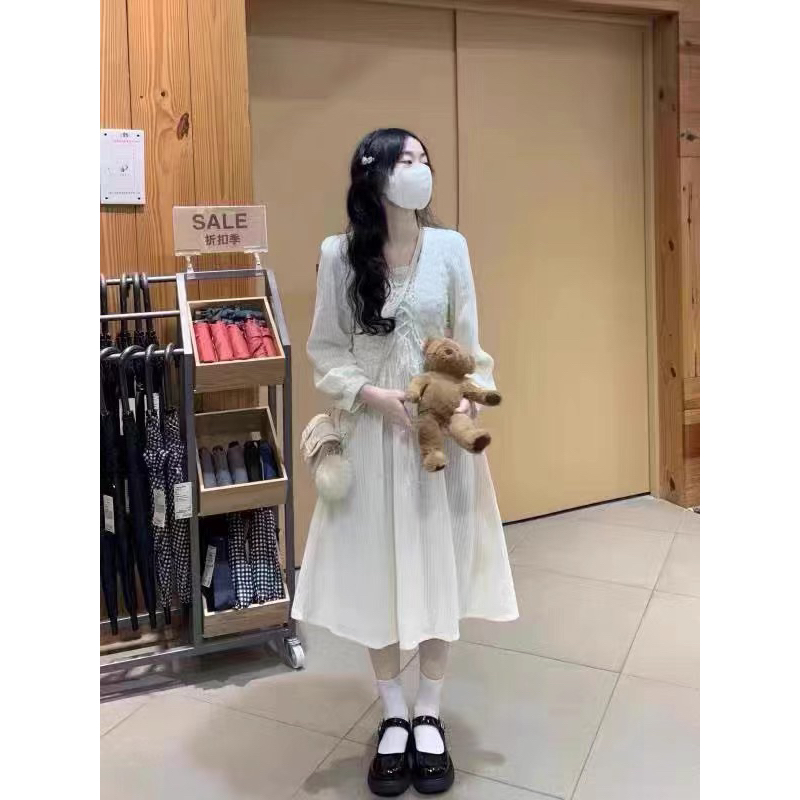 Váy nhung tăm nữ tính dài maxi gile ngắn phong cách Hàn