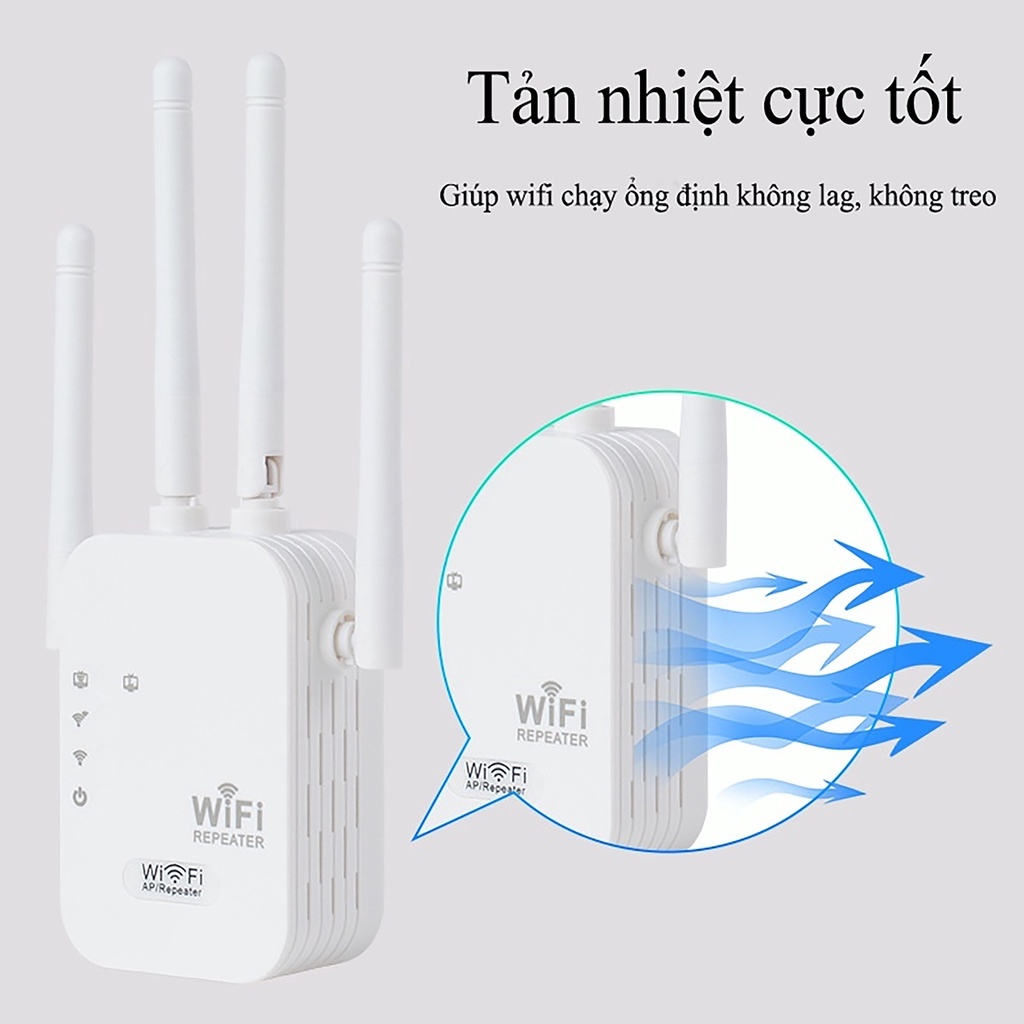 Bộ kích sóng wifi LEANO 4 râu tốc độ 300Mbps, Kích sóng wifi phát xuyên tường cực mạnh