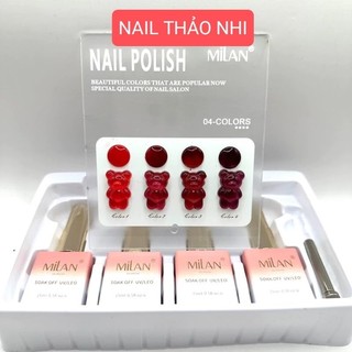Set sơn gel thạch đỏ milan 4 chai , sơn móng tay màu đỏ nail thao nhi