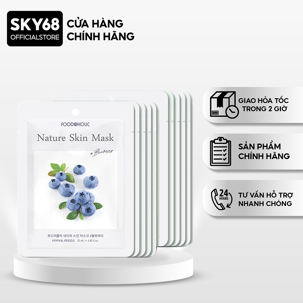 Combo 10 Mặt Nạ Việt Quất Bổ Sung Dưỡng Chất Cho Da Foodaholic Nature Skin Mask 23gx10 - Blueberry