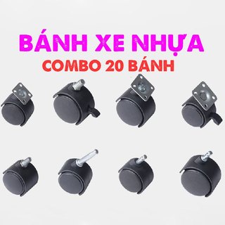 20 Bánh xe nhựa chuyên lắp kệ tủ, quạt hơi nước, ghế xoay chạy êm, bền chắc, nhiều mẫu mã