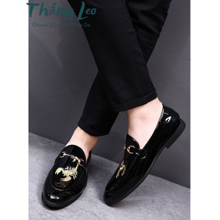 Giày lười nam màu đen da PU hàng Kỹ thêu họa tiết bọ cạp cực chất giầy dior nam da bóng size 38-43