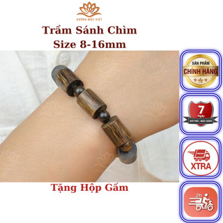 Vòng Tay Trầm Hương Trụ Trúc Sánh Chìm - Trầm Sánh Ghép Xưởng Mộc Việt Size 8 - 16mm