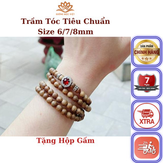 Vòng Tay Trầm Hương Chuỗi Tràng Hạt 108 Mix Charm - Trầm Tóc Vườn Xưởng Mộc Việt Size 6/7/8mm