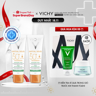 Bộ 2 kem chống nắng dành cho da dầu mụn, chống ô nhiễm và bụi mịn Vichy Capital Soleil Mattifying 3in1 50ml x2