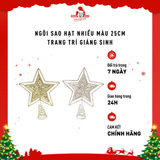 Ngôi sao trang trí cây thông kim tuyến 25cm trang trí giáng sinh uncle bills xd1872