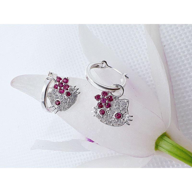 BÔNG TAI MÈO KITTY CHO BÉ BẠC TA- THU HUONG SILVER