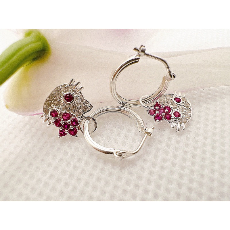 BÔNG TAI MÈO KITTY CHO BÉ BẠC TA- THU HUONG SILVER