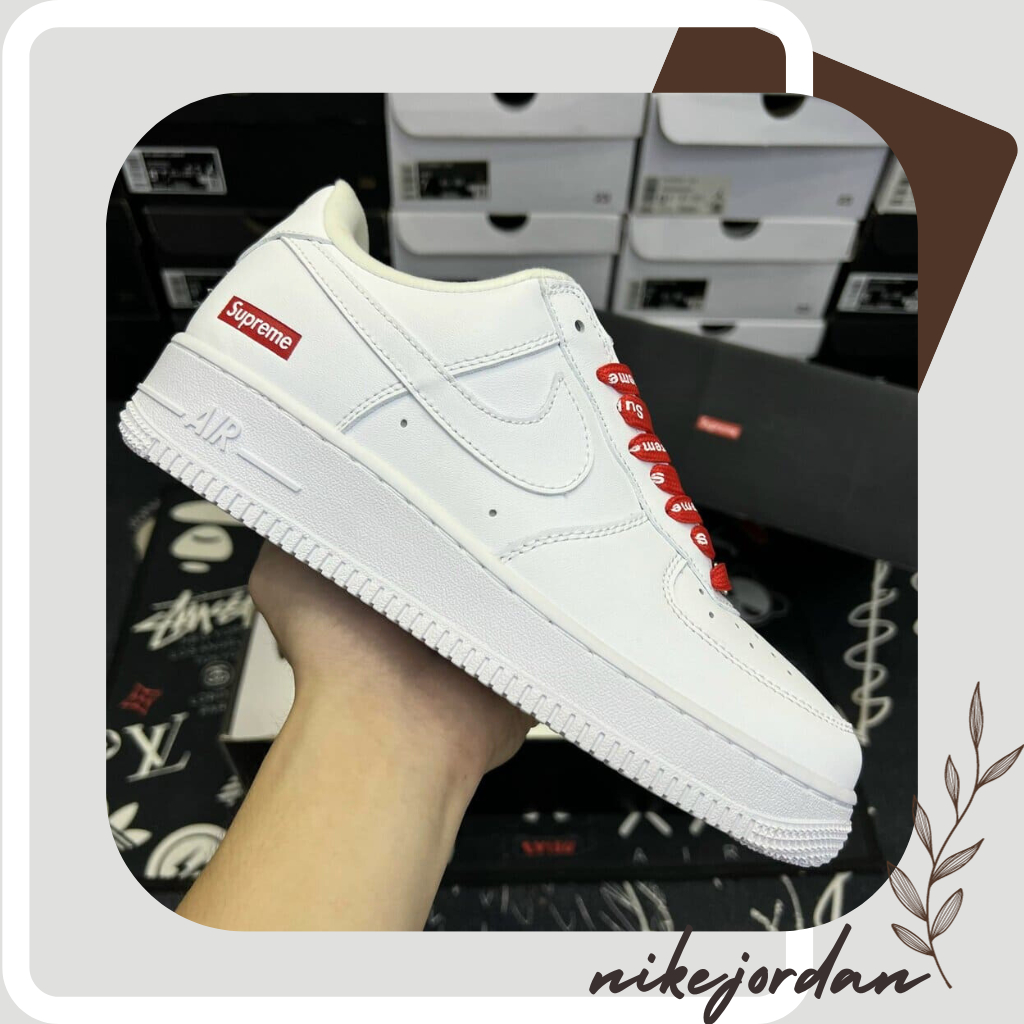 Giày Nike_Air Force 1 Trắng Supreme, Nike_Trắng Bản Chuẩn Full Box Bill