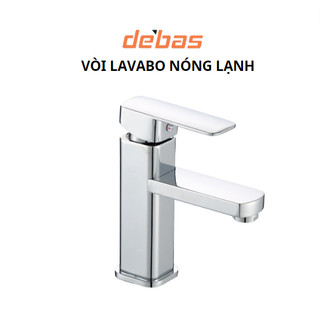 Vòi lavabo rửa mặt đồng mạ nóng lạnh dáng vuông cao 30cm cao cấp Debas V5125