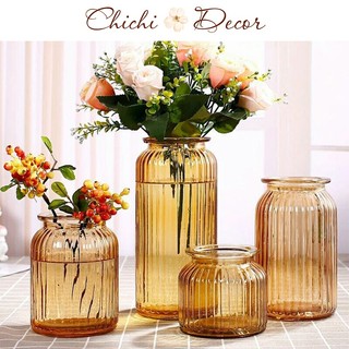 Bình hoa - lọ thủy tinh hổ phách cắm hoa cao cấp decor, trang trí nhà cửa