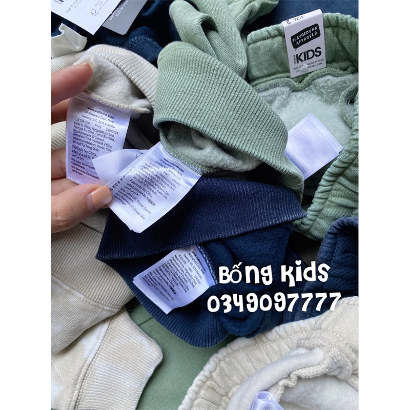 Bộ Nỉ Hoodie Bé Trai Basic Màu Loang Cotton On