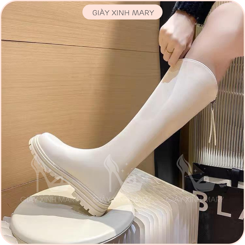 GIAY BỐT CỔ CHỮ V CHẤT DA MỀM  4 PHÂN  DỄ PHỐI ĐỒ PHONG CÁCH TRẺ TRUNG MARY