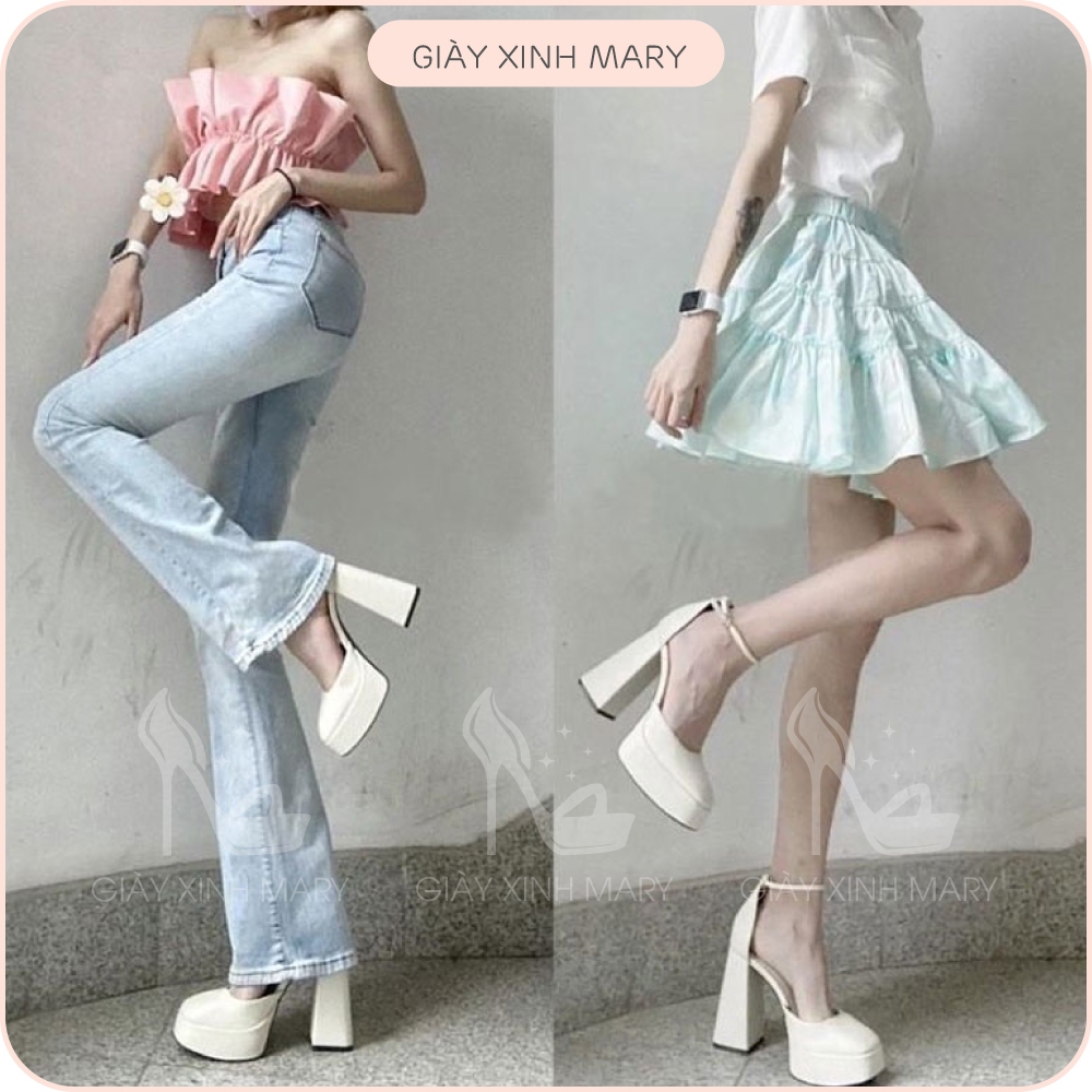 GIÀY CAO GÓT BARBIE BẢN CAO CẤP - GIÀY CAO GÓT NỮ GÓT VUÔNG 9 - 12CM - MARY