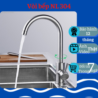 Vòi rửa bát nóng lạnh inox 304, vòi rửa chén nóng lạnh sus 304 gắn chậu, vòi bếp nóng lạnh cần cứng inox 304, vòi rửa ch