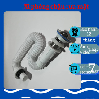 Xi phông chậu rửa mặt ống sun bi xả lật inox bóng, ống xi phông ruột gà, xi phông thoát nước chậu rửa mặt sun giá rẻ, dâ