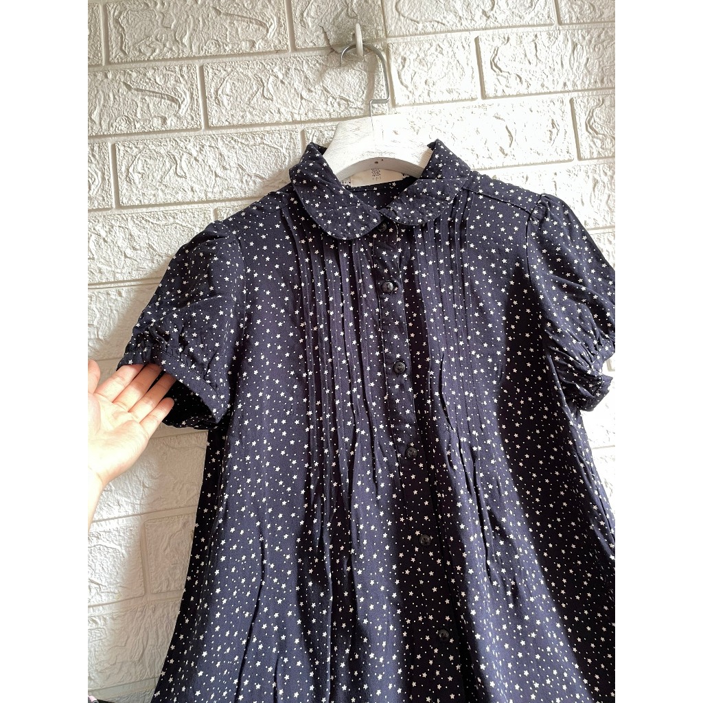 Đầm suông họa tiết sao cổ sen Nhật