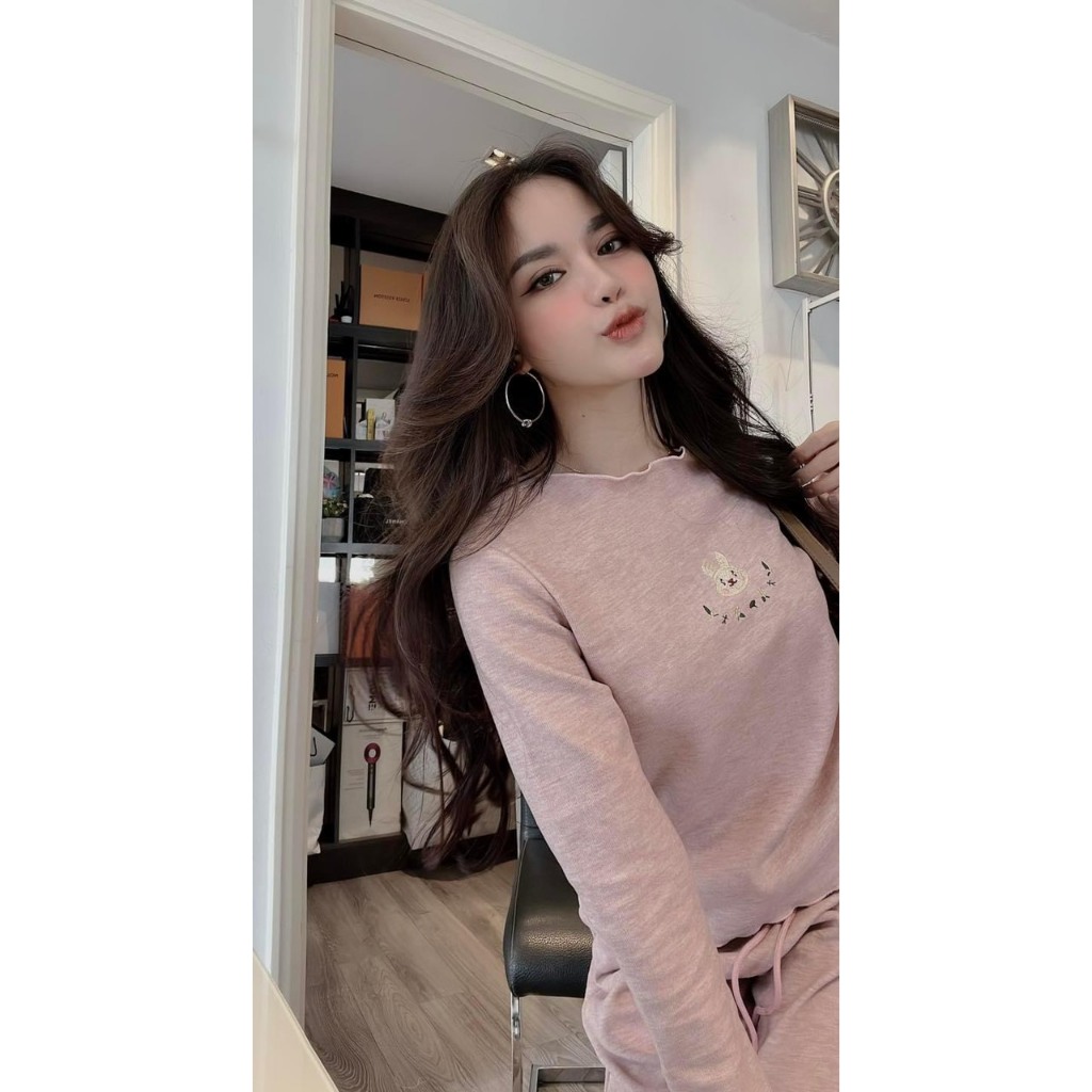 BỘ TĂM ZIP HỒNG THÊU THỎ