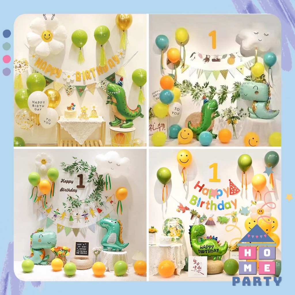 Set Bóng Sinh Nhật Khủng Long Happy Birthday Trang Trí Sinh Nhật Cho Bé