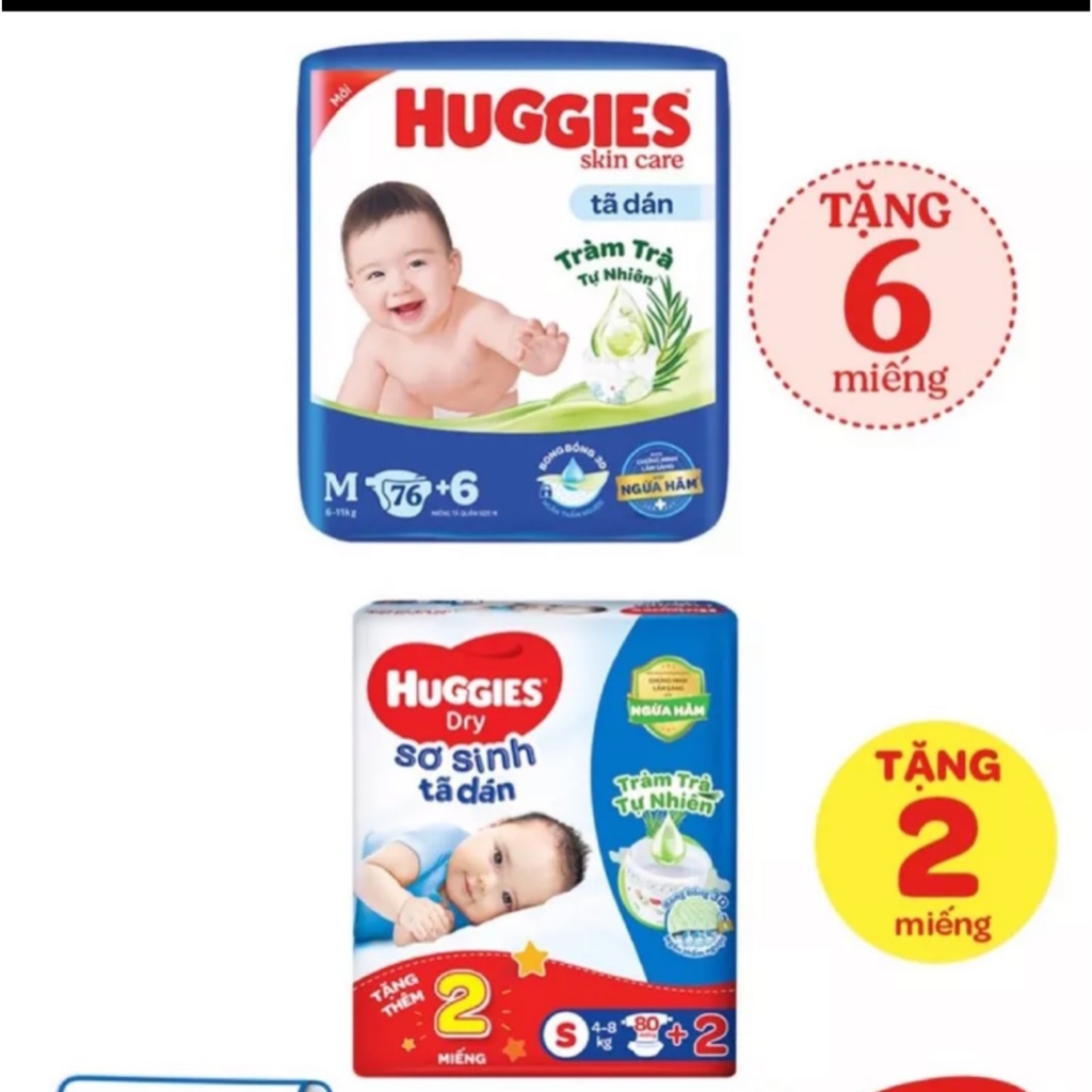 cộng miếng Bỉm Huggies quần dán đủ size Dán NB70 S56 S80 M76 L68 Quần M74