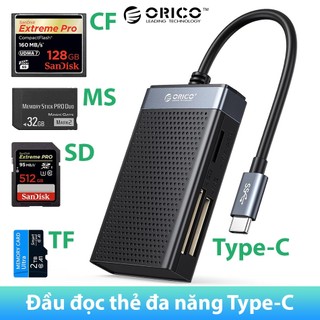 Đầu đọc thẻ nhớ type c, thunderbolt 3/4 đa năng 4 in 1 sd , tf, cf compact flash, ms chính hãng orico