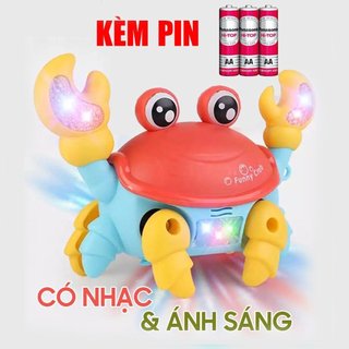 Đồ chơi Con cua đồ chơi bò ngang - Con cua chạy pin vui nhộn có nhạc,đèn phát sáng cho bé