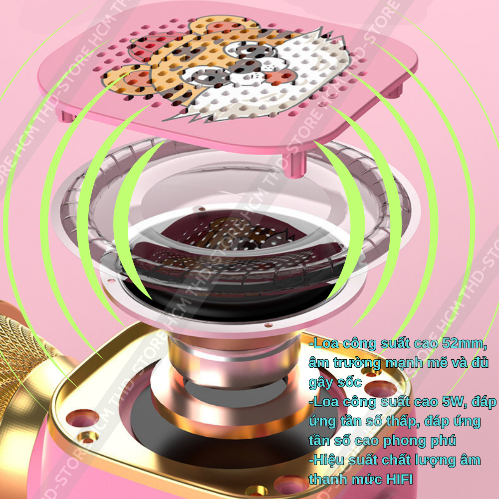 Micro Bluetooth Không Dây karaoke Kèm Loa X9 Hình Thỏ Đáng Yêu đèn led nhấp nháy Âm Thanh Trầm Ấm ,Bắt Gịong Tốt